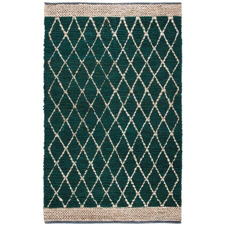 Safavieh 3 x 5 ft. Natural Fiber Hand Loomed Rectangle Area Rug Dark Green & Natural NF951Y-3